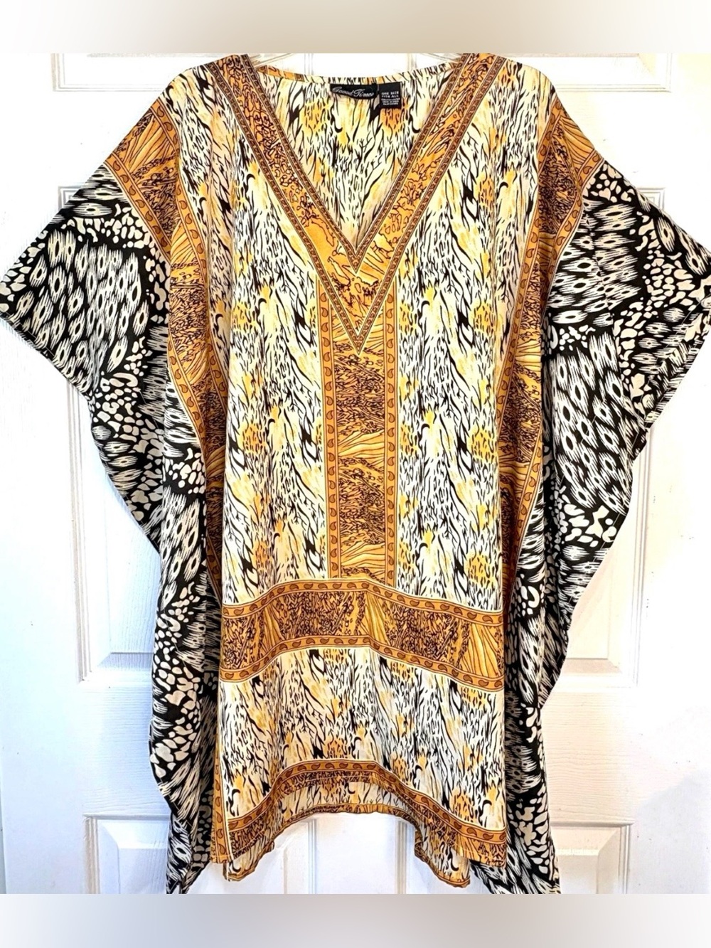 Vintage Good Times Leopard  Animal Print Short Kaftan House Dress Tunic 1X 2X 3X
